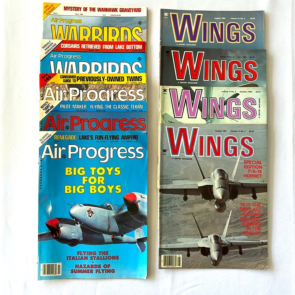 9 Vintage Aircraft Magazines from 1984-85